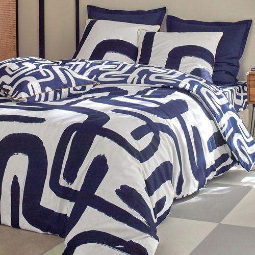 Housse De Couette 260x240 Bleu Marine En Coton