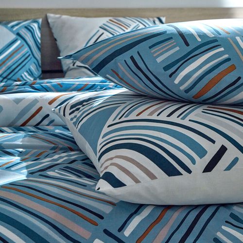 Taie Sac 50x70 Bleu Grisé En Coton