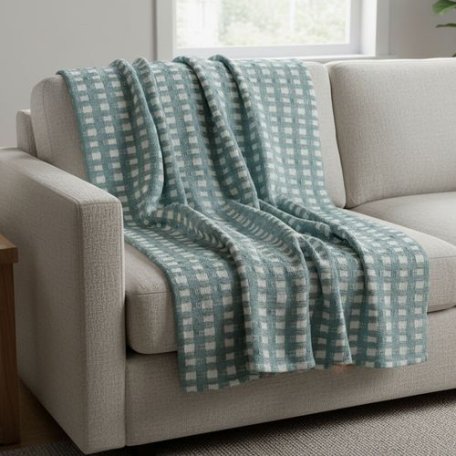 Jeté De Fauteuil 180x250 Bleu Aqua En Coton