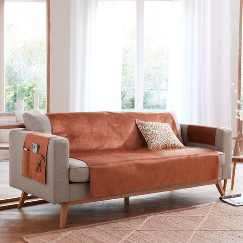 Protège Canapé 110x140 Orange Rouille En Polyester