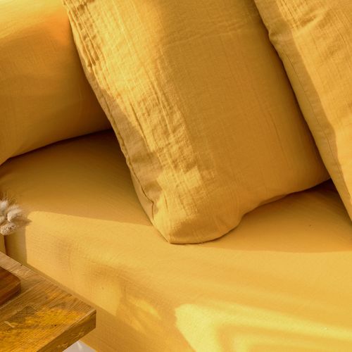 Drap-housse 160x200x28 Jaune Maïs En Coton