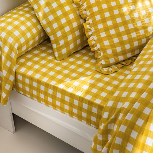 Drap-housse 140x190x28 Jaune Maïs En Coton