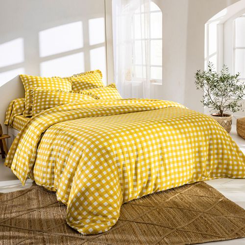 Housse De Couette 200x200 Jaune Maïs En Coton