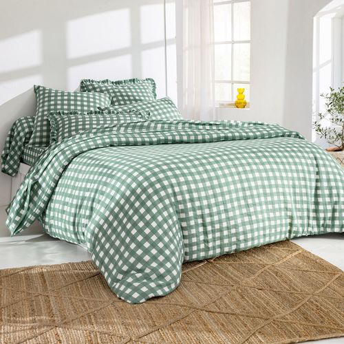 Housse De Couette 240x220 Vert Céladon En Coton