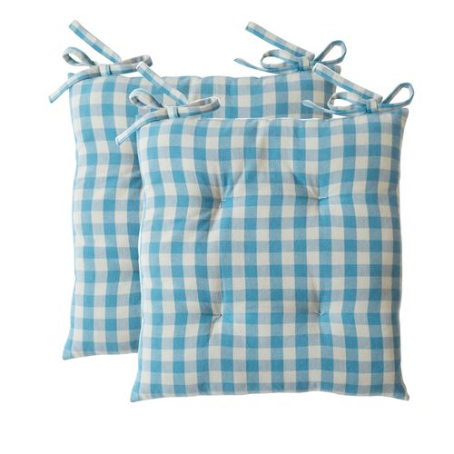 Lot De 2 Galette 40x40 Bleu En Coton