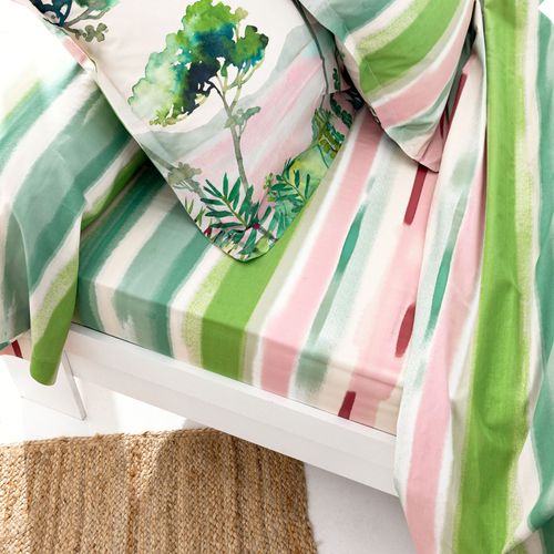 Drap-housse 140x190x28 Vert En Coton