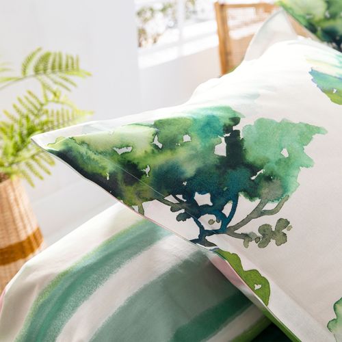 Taie Volant 65x65 Vert En Coton