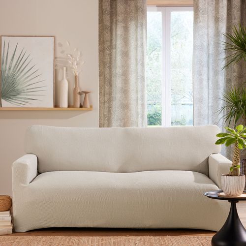 Housse Canapé 2 Places Blanc Écru En Polyester