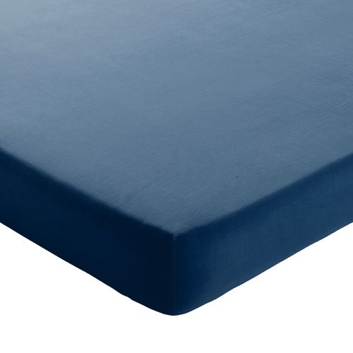 Drap-housse 180x200x28 Bleu Denim En Coton
