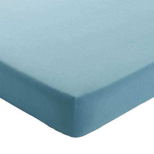 Drap-housse 180x200x28 Bleu Glacier En Coton