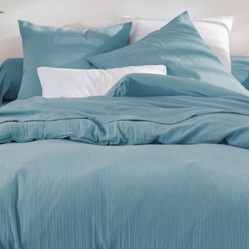 Drap-housse 180x200x28 Bleu Glacier En Coton