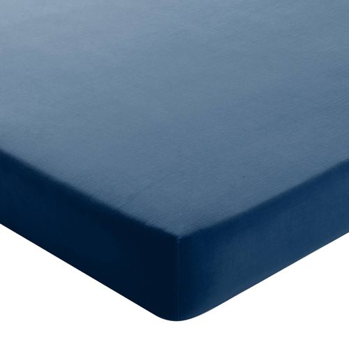 Drap-housse Grand Bonnet 180x200x32 Bleu Denim En Coton