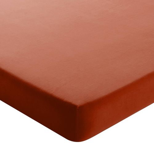 Drap-housse Grand Bonnet 160x200x32 Orange Terracotta En Coton