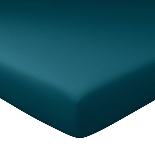 Drap-housse Grand Bonnet 180x200x40 Bleu Canard En Coton