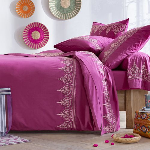 Housse De Couette 240x220 Rose Fuchsia En Coton