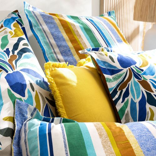 Taie Volant 50x70 Bleu En Coton