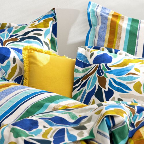 Taie Volant 50x70 Bleu En Coton