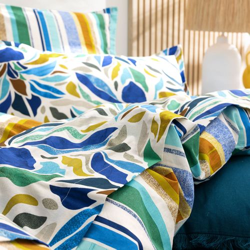 Housse De Couette 260x240 Bleu En Coton