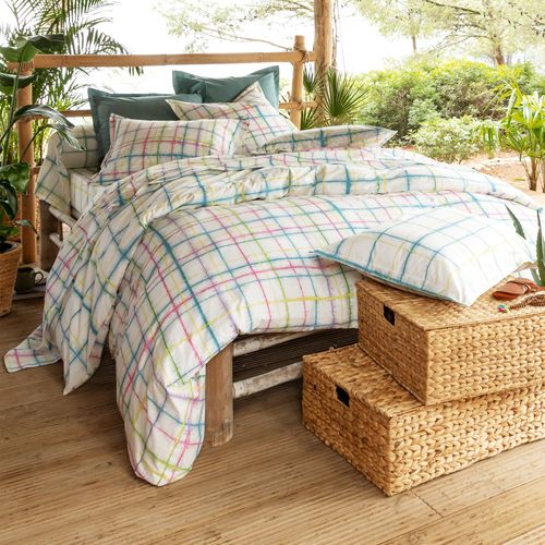 Taie Volant 63x63 Blanc Cassé En Coton