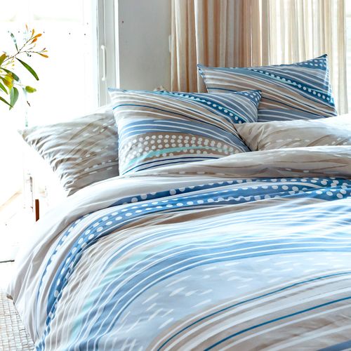 Housse De Couette 260x240 Bleu En Coton