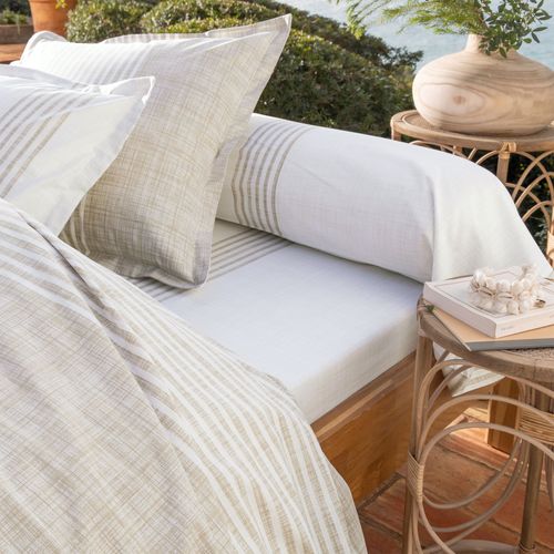 Drap-housse 140x190x28 Beige En Coton