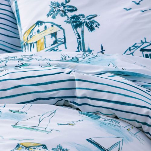 Housse De Couette 140x200 Bleu En Coton