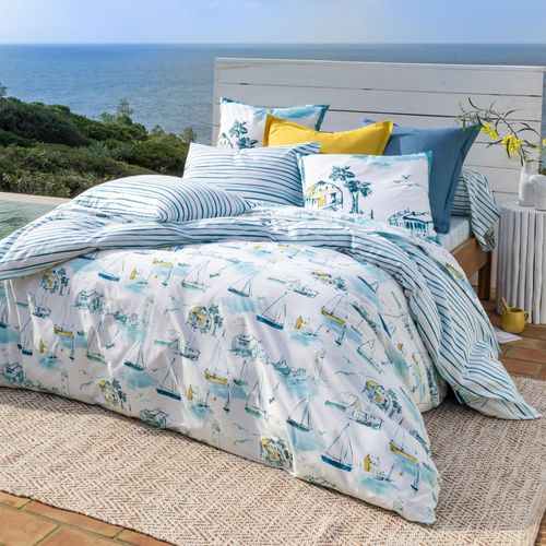 Housse De Couette 260x240 Bleu En Coton