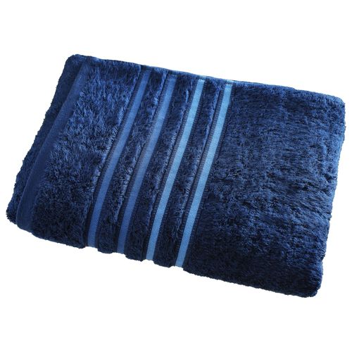 Drap De Bain 100x150 Bleu Marine En Acrylique