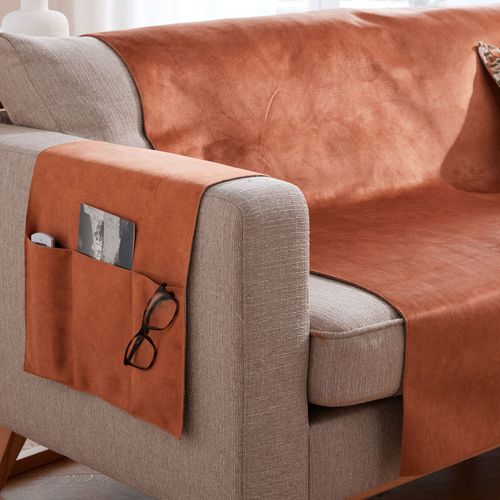 Protège Canapé 160x140 Orange Rouille En Polyester