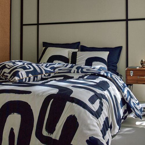 Housse De Couette 200x200 Bleu Marine En Coton