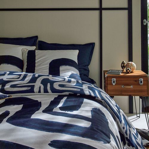 Housse De Couette 200x200 Bleu Marine En Coton