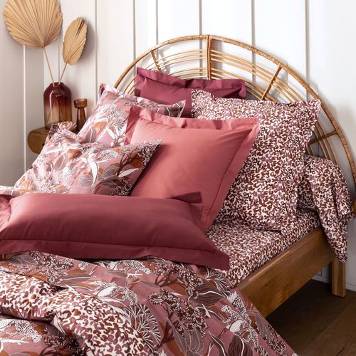 Drap-housse 140x190x28 Rose Bois De Rose En Coton