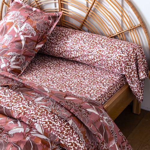 Drap-housse 160x200x28 Rose Bois De Rose En Coton