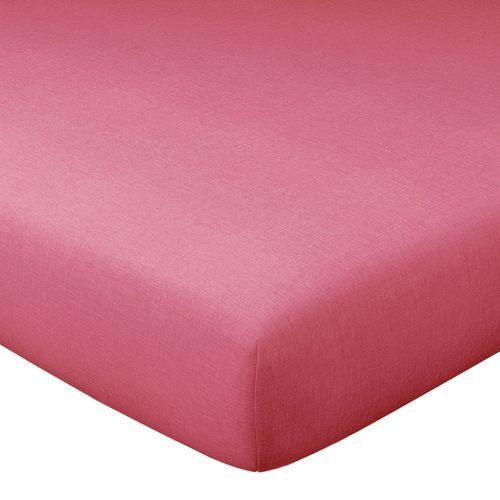 Drap-housse 80x200x28 Rose Bonbon En Coton