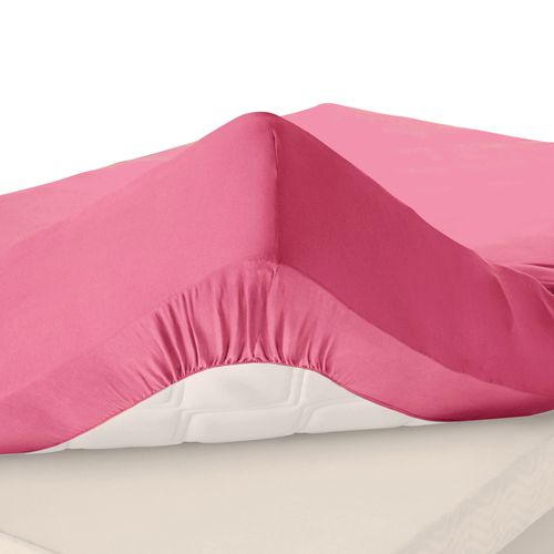 Drap-housse Grand Bonnet 160x200x40 Rose Bonbon En Coton