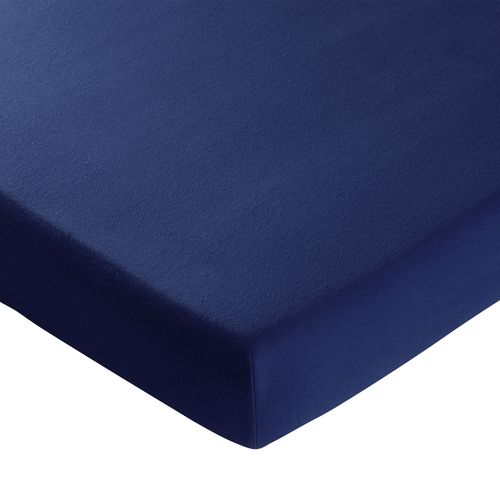 Drap-housse 90x200x28 Bleu Encre En Coton