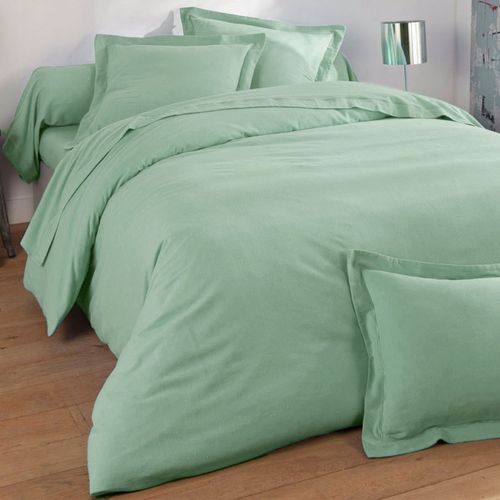 Drap-housse 140x200x28 Vert Amande En Coton