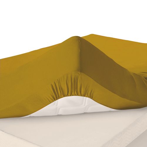 Drap-housse Grand Bonnet 140x200x40 Jaune Soleil En Coton