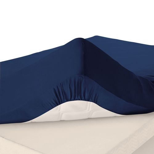 Drap-housse Grand Bonnet 180x200x32 Bleu Encre En Coton