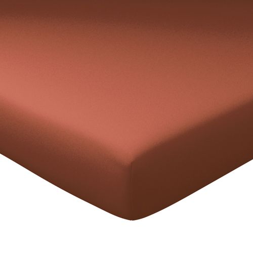 Drap-housse Grand Bonnet 140x200x32 Orange Terracotta En Coton