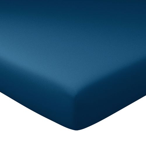 Drap-housse 180x200x28 Bleu Nuit En Coton