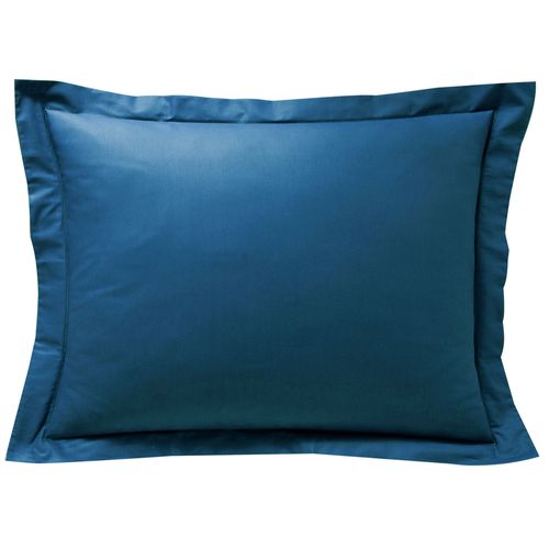 Taie Volant 63x63 Bleu Nuit En Coton