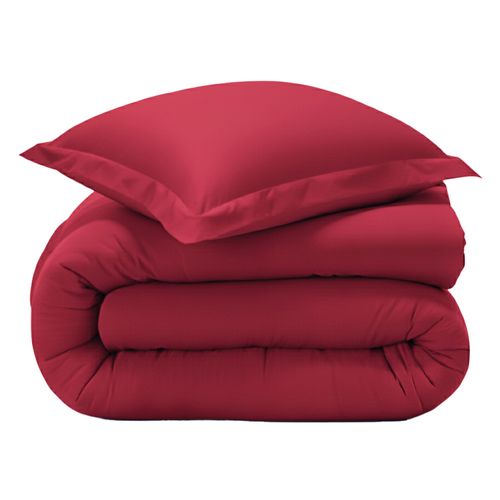 Housse De Couette 140x200 Rouge Grenade En Coton