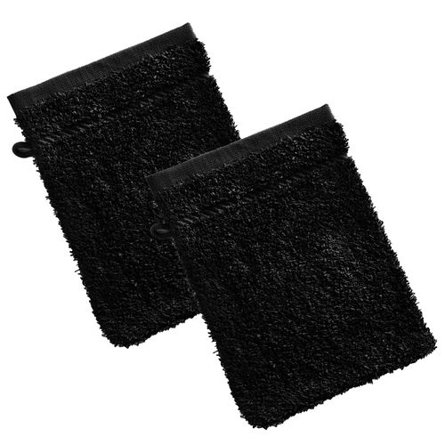 Lot De 2 Gant De Toilette 15x20 Noir En Coton