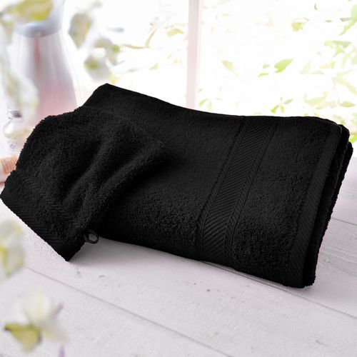 Lot De 2 Serviette De Toilette 50x100 Noir En Coton