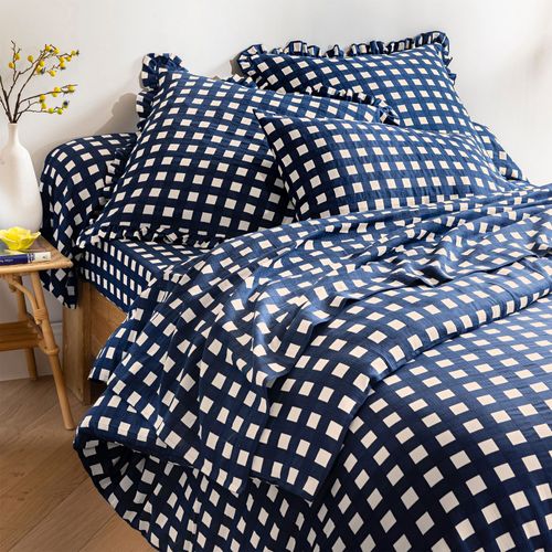Drap-housse 90x190x28 Bleu En Coton