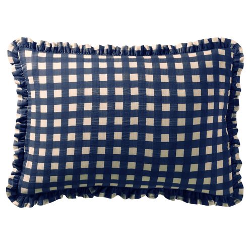 Taie Volant 63x63 Bleu En Coton