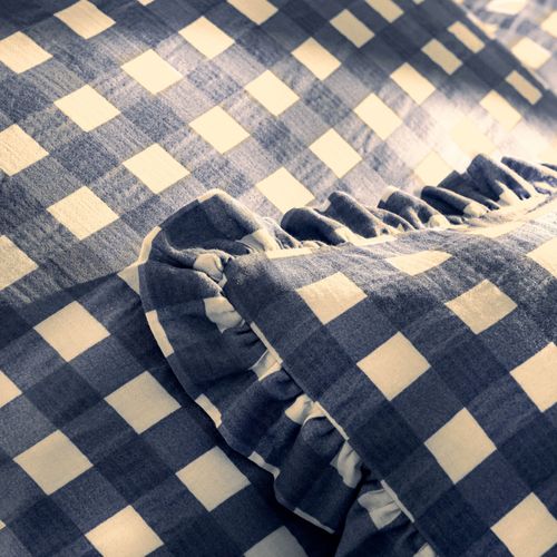 Taie Volant 63x63 Bleu En Coton