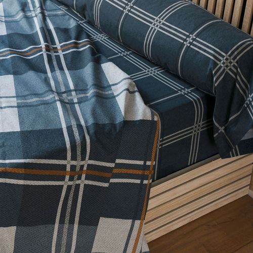 Drap-housse 90x190x28 Bleu En Coton