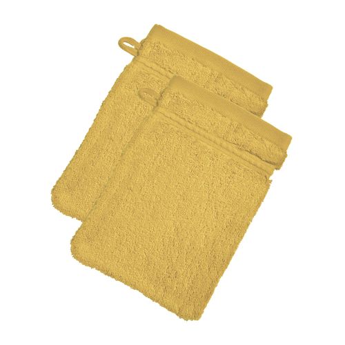 Lot De 2 Gant De Toilette 15x21 Jaune Paille En Coton